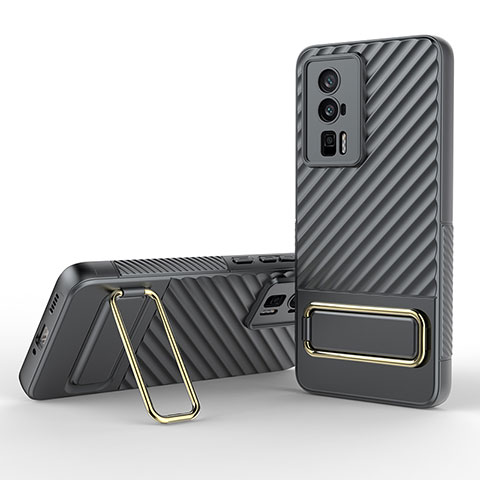 Funda Silicona Carcasa Ultrafina Goma con Soporte KC1 para Xiaomi Redmi K60 Pro 5G Gris