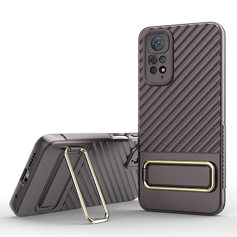 Funda Silicona Carcasa Ultrafina Goma con Soporte KC1 para Xiaomi Redmi Note 11 4G (2022) Marron