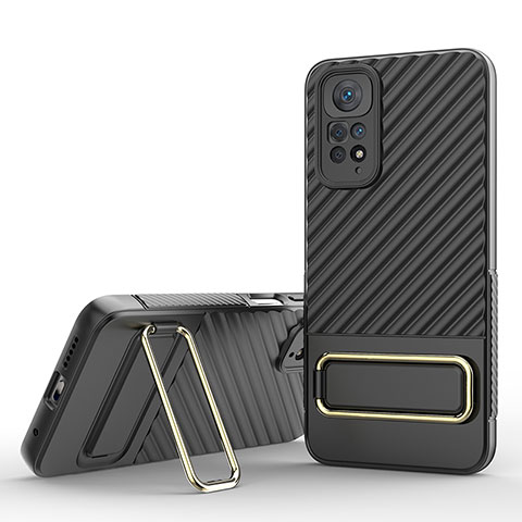 Funda Silicona Carcasa Ultrafina Goma con Soporte KC1 para Xiaomi Redmi Note 11 4G (2022) Negro