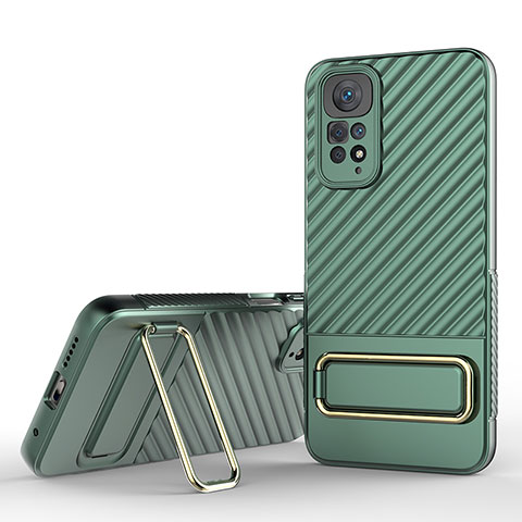 Funda Silicona Carcasa Ultrafina Goma con Soporte KC1 para Xiaomi Redmi Note 11 4G (2022) Verde