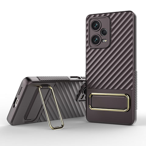 Funda Silicona Carcasa Ultrafina Goma con Soporte KC1 para Xiaomi Redmi Note 12 Explorer Marron