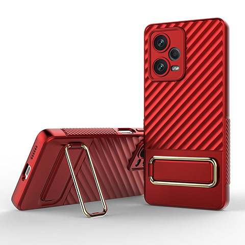 Funda Silicona Carcasa Ultrafina Goma con Soporte KC1 para Xiaomi Redmi Note 12 Explorer Rojo