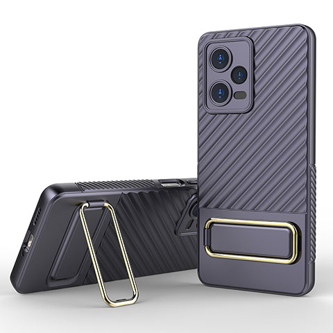 Funda Silicona Carcasa Ultrafina Goma con Soporte KC1 para Xiaomi Redmi Note 12 Pro 5G Purpura Claro