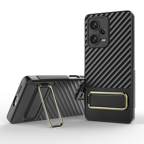 Funda Silicona Carcasa Ultrafina Goma con Soporte KC1 para Xiaomi Redmi Note 12 Pro+ Plus 5G Negro