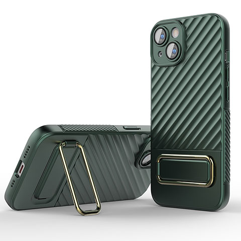 Funda Silicona Carcasa Ultrafina Goma con Soporte KC2 para Apple iPhone 13 Verde