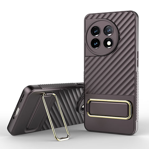 Funda Silicona Carcasa Ultrafina Goma con Soporte KC2 para OnePlus 11 5G Marron