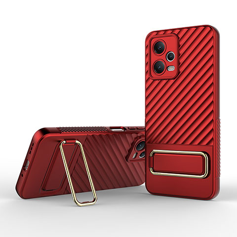 Funda Silicona Carcasa Ultrafina Goma con Soporte KC2 para Xiaomi Poco X5 5G Rojo