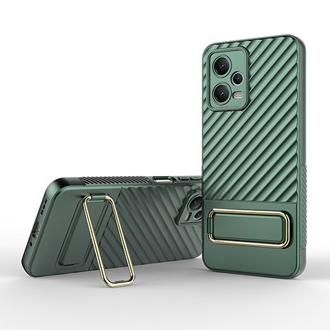 Funda Silicona Carcasa Ultrafina Goma con Soporte KC2 para Xiaomi Poco X5 5G Verde