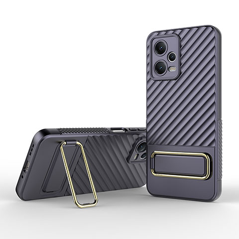 Funda Silicona Carcasa Ultrafina Goma con Soporte KC2 para Xiaomi Redmi Note 12 5G Purpura Claro