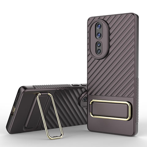 Funda Silicona Carcasa Ultrafina Goma con Soporte KC3 para Huawei Honor 80 5G Marron