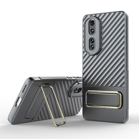 Funda Silicona Carcasa Ultrafina Goma con Soporte KC3 para Huawei Honor 80 Pro 5G Gris