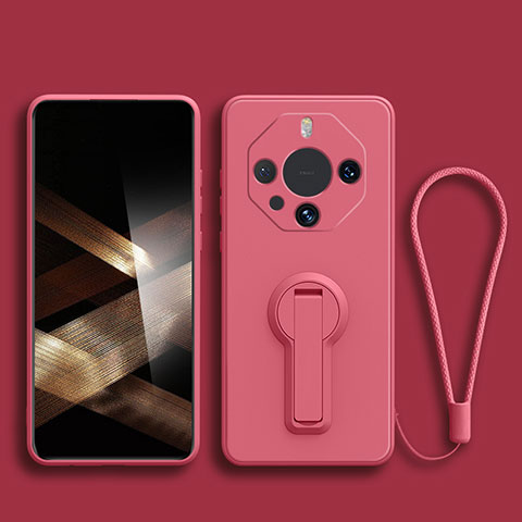 Funda Silicona Carcasa Ultrafina Goma con Soporte para Huawei Mate 60 RS Ultimate Rosa Roja