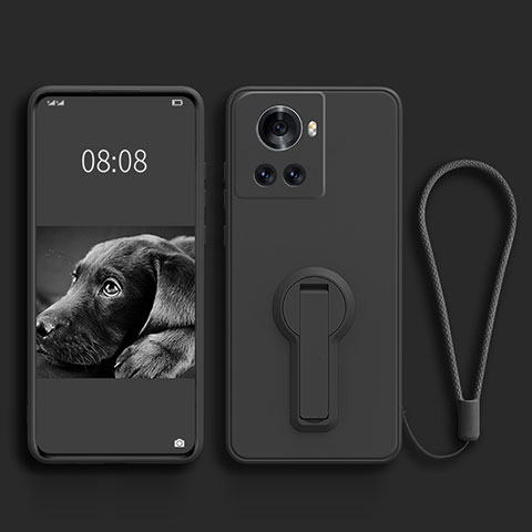 Funda Silicona Carcasa Ultrafina Goma con Soporte para OnePlus 10R 5G Negro