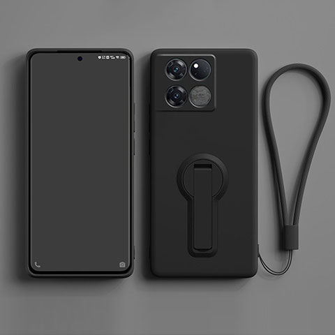 Funda Silicona Carcasa Ultrafina Goma con Soporte para OnePlus 10T 5G Negro