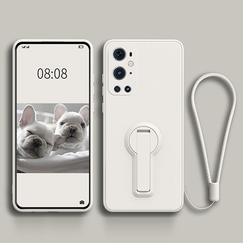 Funda Silicona Carcasa Ultrafina Goma con Soporte para OnePlus 9 Pro 5G Blanco