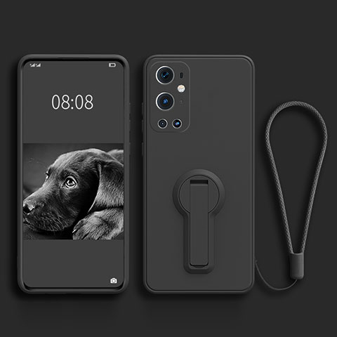 Funda Silicona Carcasa Ultrafina Goma con Soporte para OnePlus 9 Pro 5G Negro