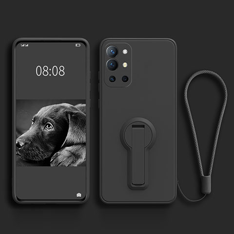 Funda Silicona Carcasa Ultrafina Goma con Soporte para OnePlus 9R 5G Negro