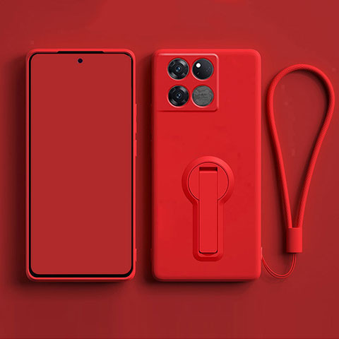 Funda Silicona Carcasa Ultrafina Goma con Soporte para OnePlus Ace Pro 5G Rojo