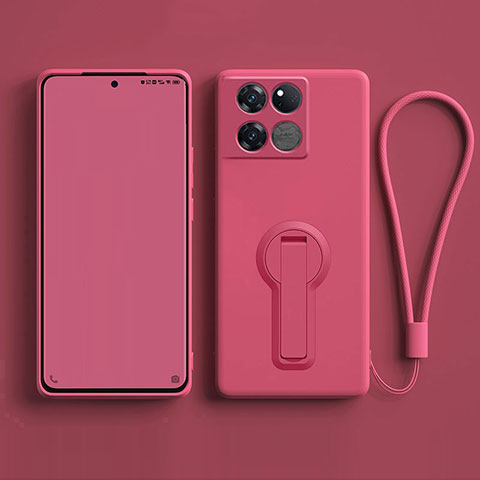 Funda Silicona Carcasa Ultrafina Goma con Soporte para OnePlus Ace Pro 5G Rosa Roja