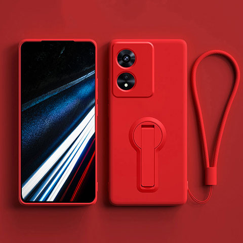 Funda Silicona Carcasa Ultrafina Goma con Soporte para Oppo A18 Rojo