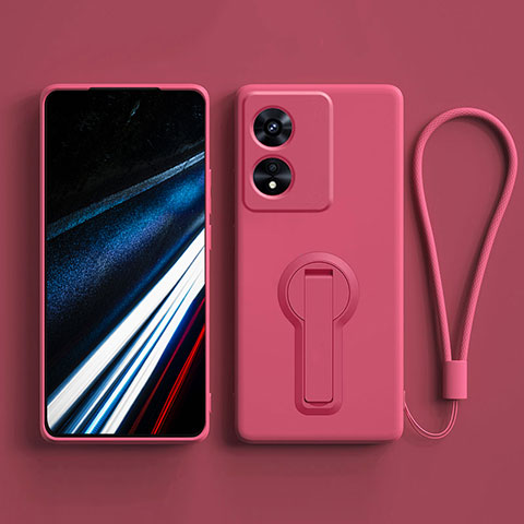 Funda Silicona Carcasa Ultrafina Goma con Soporte para Oppo A78 4G Rosa Roja