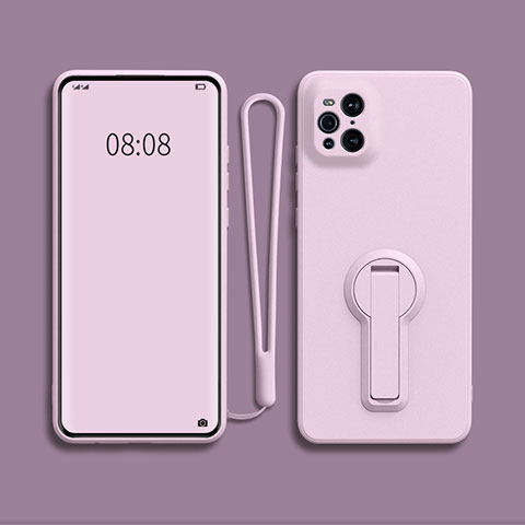 Funda Silicona Carcasa Ultrafina Goma con Soporte para Oppo Find X3 5G Purpura Claro