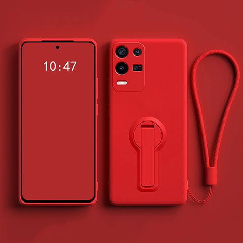 Funda Silicona Carcasa Ultrafina Goma con Soporte para Oppo K9X 5G Rojo