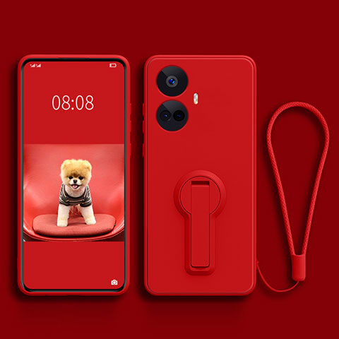 Funda Silicona Carcasa Ultrafina Goma con Soporte para Realme 10 Pro+ Plus 5G Rojo