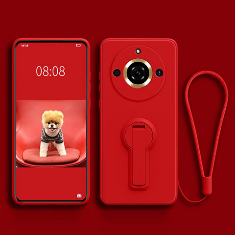 Funda Silicona Carcasa Ultrafina Goma con Soporte para Realme 11 Pro 5G Rojo