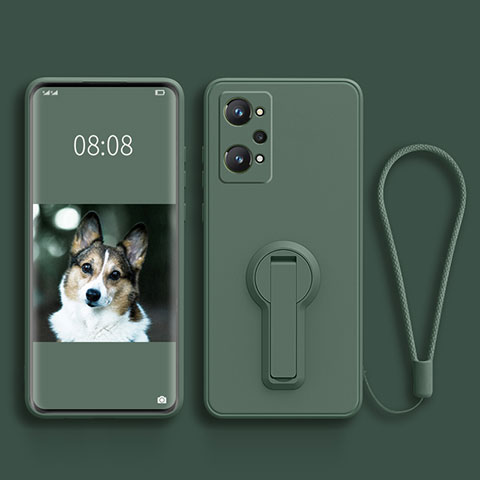 Funda Silicona Carcasa Ultrafina Goma con Soporte para Realme GT Neo 3T 5G Verde Noche