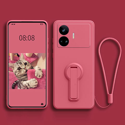 Funda Silicona Carcasa Ultrafina Goma con Soporte para Realme GT Neo5 SE 5G Rosa Roja