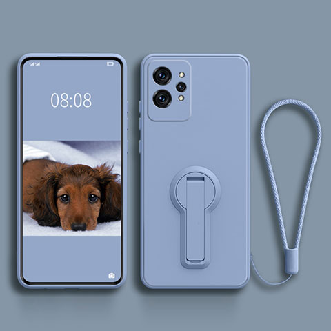 Funda Silicona Carcasa Ultrafina Goma con Soporte para Realme GT2 Pro 5G Gris Lavanda