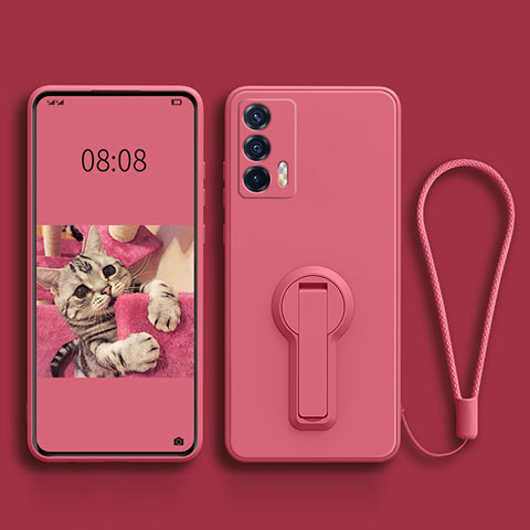 Funda Silicona Carcasa Ultrafina Goma con Soporte para Realme Q3 Pro 5G Rosa Roja