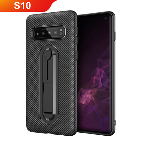 Funda Silicona Carcasa Ultrafina Goma con Soporte para Samsung Galaxy S10 5G Negro