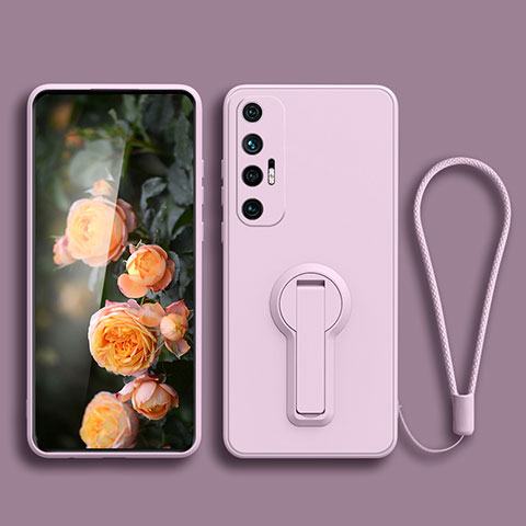 Funda Silicona Carcasa Ultrafina Goma con Soporte para Xiaomi Mi 10S 5G Purpura Claro