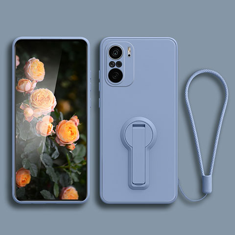 Funda Silicona Carcasa Ultrafina Goma con Soporte para Xiaomi Mi 11i 5G Gris Lavanda