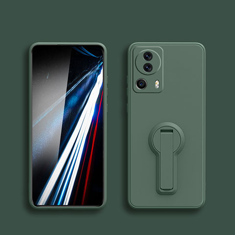 Funda Silicona Carcasa Ultrafina Goma con Soporte para Xiaomi Mi 12 Lite NE 5G Verde Noche