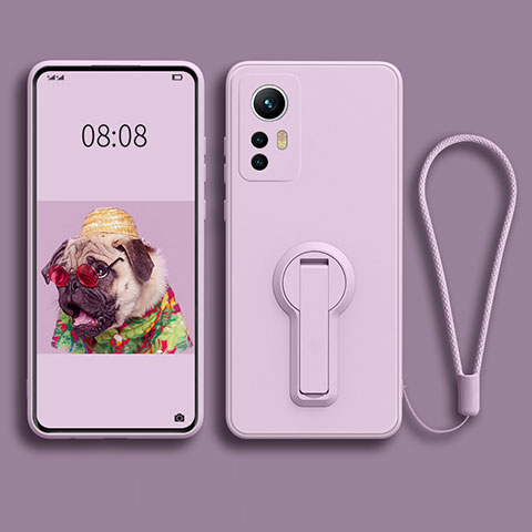 Funda Silicona Carcasa Ultrafina Goma con Soporte para Xiaomi Mi 12X 5G Purpura Claro