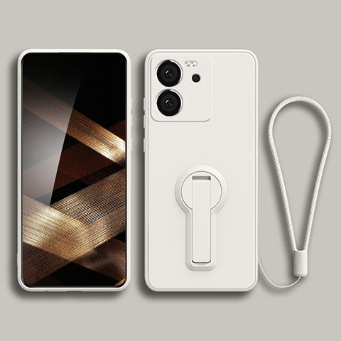 Funda Silicona Carcasa Ultrafina Goma con Soporte para Xiaomi Mi 13T Pro 5G Blanco