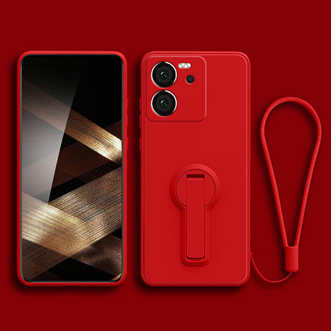 Funda Silicona Carcasa Ultrafina Goma con Soporte para Xiaomi Mi 13T Pro 5G Rojo