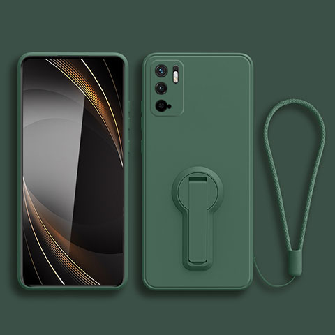 Funda Silicona Carcasa Ultrafina Goma con Soporte para Xiaomi POCO M3 Pro 5G Verde Noche