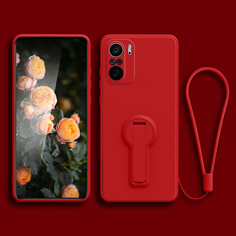 Funda Silicona Carcasa Ultrafina Goma con Soporte para Xiaomi Redmi K40 Pro+ Plus 5G Rojo