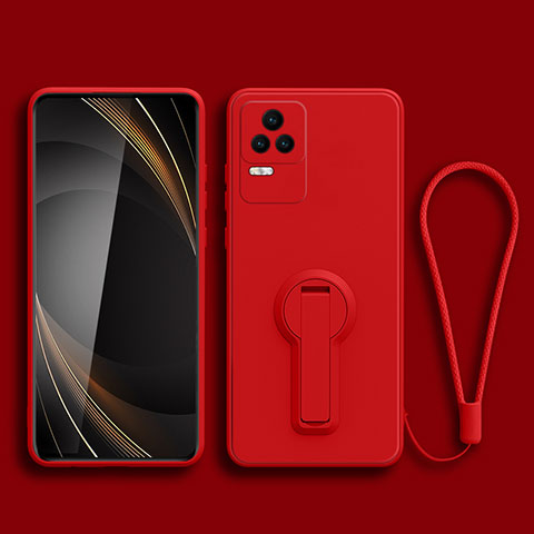 Funda Silicona Carcasa Ultrafina Goma con Soporte para Xiaomi Redmi K50 Pro 5G Rojo