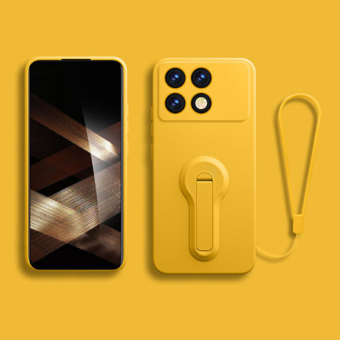 Funda Silicona Carcasa Ultrafina Goma con Soporte para Xiaomi Redmi K70 5G Amarillo