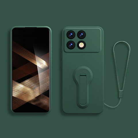 Funda Silicona Carcasa Ultrafina Goma con Soporte para Xiaomi Redmi K70 5G Verde Noche