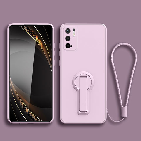 Funda Silicona Carcasa Ultrafina Goma con Soporte para Xiaomi Redmi Note 10 5G Purpura Claro