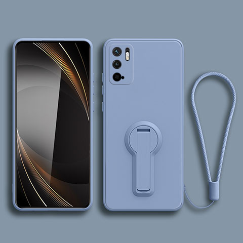 Funda Silicona Carcasa Ultrafina Goma con Soporte para Xiaomi Redmi Note 10T 5G Gris Lavanda