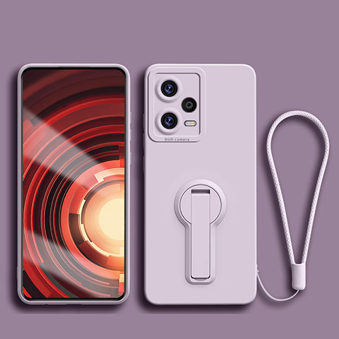 Funda Silicona Carcasa Ultrafina Goma con Soporte para Xiaomi Redmi Note 12 Pro+ Plus 5G Purpura Claro