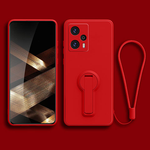 Funda Silicona Carcasa Ultrafina Goma con Soporte para Xiaomi Redmi Note 12 Turbo 5G Rojo