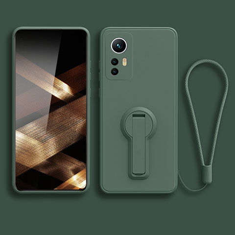 Funda Silicona Carcasa Ultrafina Goma con Soporte para Xiaomi Redmi Note 12S Verde Noche